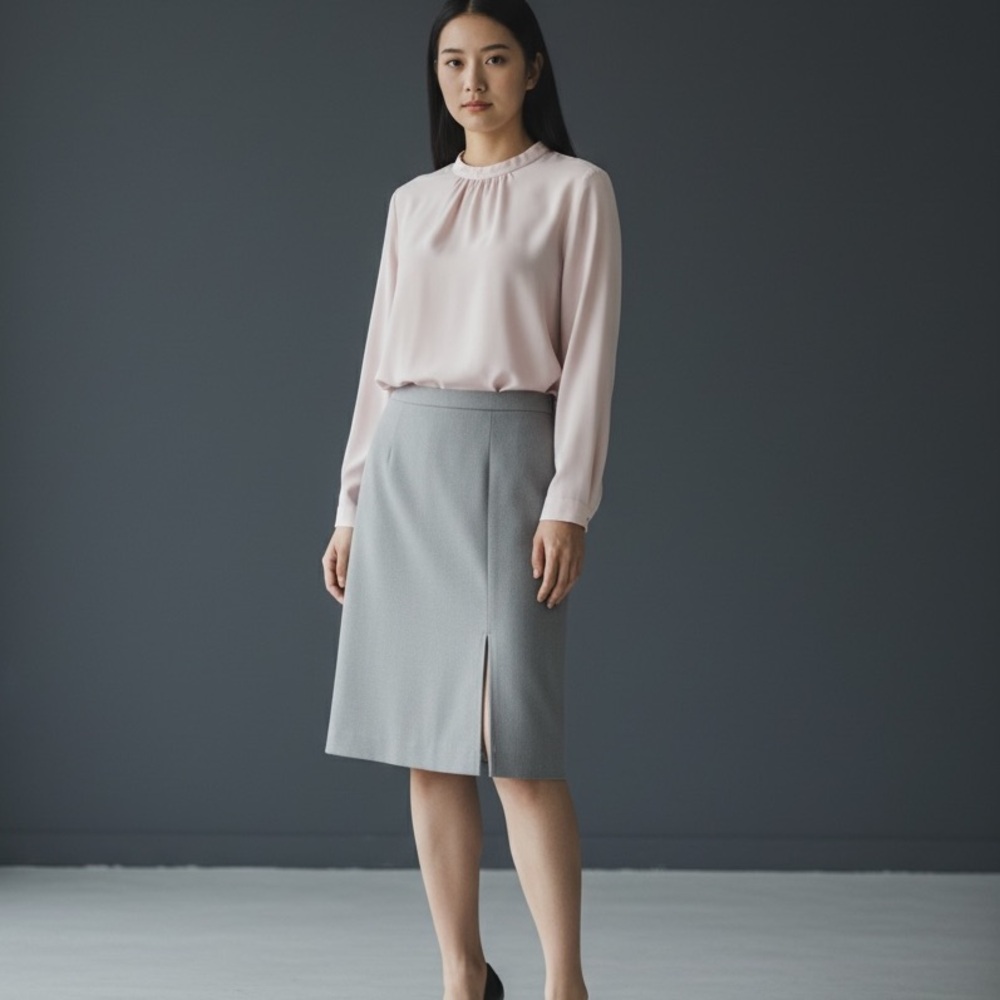 MERONA GRAY PENCIL SKIRT, Size 12, Neutral Business Casual Staple Wardrobe Basic